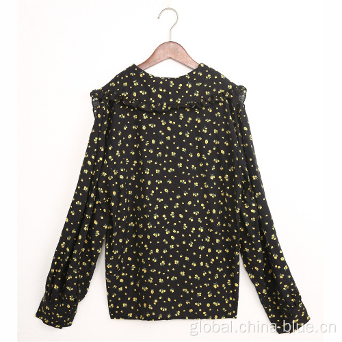 Cotton Tops For Women Ladies high quality woven printed blouse Supplier